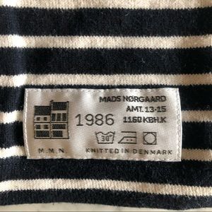 Mads Norgaard made in Denmark blue white stripe cotton sweater XS